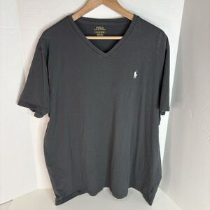 Polo Ralph Lauren V Neck T Shirt, Men’s XL, Grey (white Pony) Short Sleeve